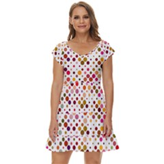 Colorful-polkadot Short Sleeve Tiered Mini Dress