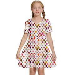 Colorful-polkadot Kids  Short Sleeve Tiered Mini Dress