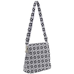 Ellipse-pattern Zipper Messenger Bag by nate14shop