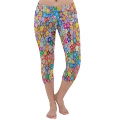 Floral-flower Capri Yoga Leggings