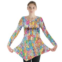 Floral-flower Long Sleeve Tunic 