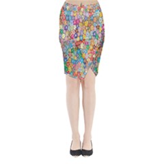 Floral-flower Midi Wrap Pencil Skirt