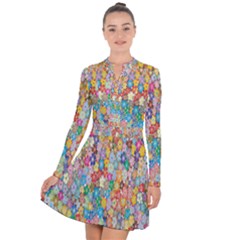 Floral-flower Long Sleeve Panel Dress