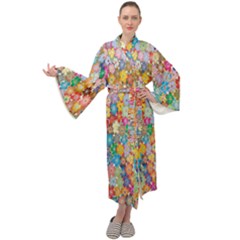 Floral-flower Maxi Velour Kimono