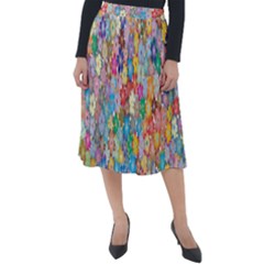 Floral-flower Classic Velour Midi Skirt 