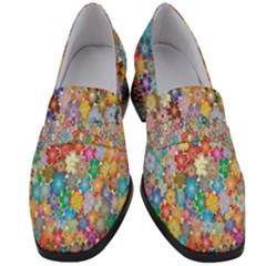 Floral-flower Women s Chunky Heel Loafers
