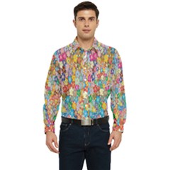 Floral-flower Men s Long Sleeve Pocket Shirt 