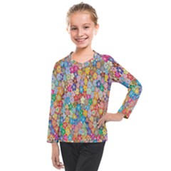 Floral-flower Kids  Long Mesh Tee