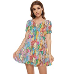 Floral-flower Tiered Short Sleeve Babydoll Dress