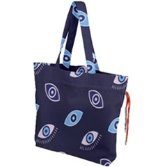 Eyes Evil Eye Blue Pattern Design Drawstring Tote Bag by artworkshop