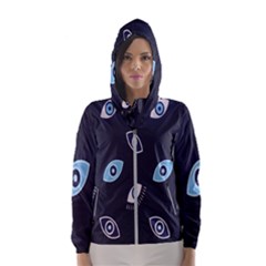 Eyes Evil Eye Blue Pattern Design Women s Hooded Windbreaker by artworkshop