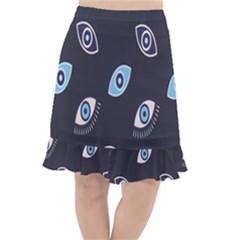 Eyes Evil Eye Blue Pattern Design Fishtail Chiffon Skirt by artworkshop