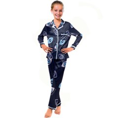 Eyes Evil Eye Blue Pattern Design Kid s Satin Long Sleeve Pajamas Set by artworkshop