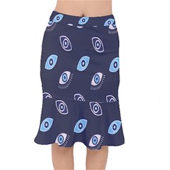 Eyes Evil Eye Blue Pattern Design Short Mermaid Skirt by artworkshop