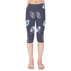 Eyes Evil Eye Blue Pattern Design Kids  Capri Leggings 