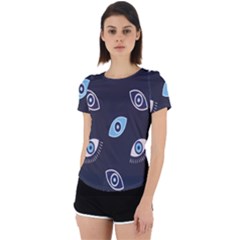 Eyes Evil Eye Blue Pattern Design Back Cut Out Sport Tee