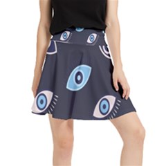 Eyes Evil Eye Blue Pattern Design Waistband Skirt by artworkshop