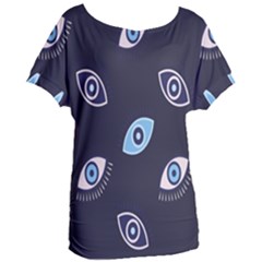 Eyes Evil Eye Blue Pattern Design Women s Oversized Tee by artworkshop