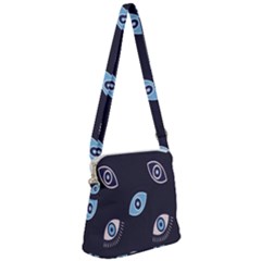 Eyes Evil Eye Blue Pattern Design Zipper Messenger Bag by artworkshop