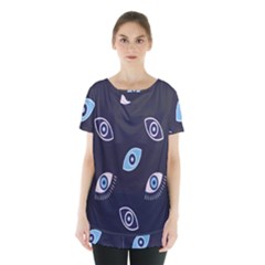 Eyes Evil Eye Blue Pattern Design Skirt Hem Sports Top by artworkshop