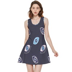 Eyes Evil Eye Blue Pattern Design Inside Out Reversible Sleeveless Dress by artworkshop