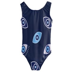 Eyes Evil Eye Blue Pattern Design Kids  Cut-out Back One Piece Swimsuit