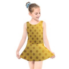 Gold-polkadots Kids  Skater Dress Swimsuit