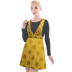 Gold-polkadots Plunge Pinafore Velour Dress