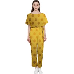 Gold-polkadots Batwing Lightweight Chiffon Jumpsuit by nate14shop