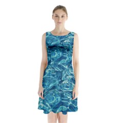 Surface Abstract  Sleeveless Waist Tie Chiffon Dress by artworkshop