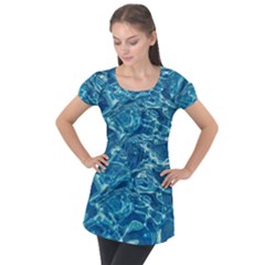 Surface Abstract  Puff Sleeve Tunic Top