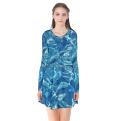 Surface Abstract  Long Sleeve V-neck Flare Dress by artworkshop