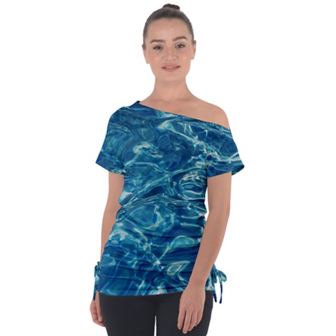 Surface Abstract  Off Shoulder Tie-up Tee by artworkshop