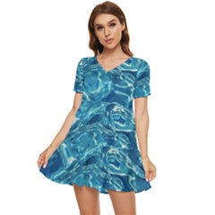 Surface Abstract  Tiered Short Sleeve Babydoll Dress