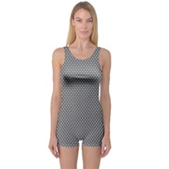 Gray-polkadots One Piece Boyleg Swimsuit