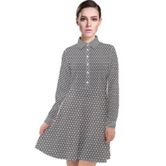 Gray-polkadots Long Sleeve Chiffon Shirt Dress