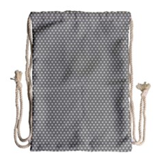 Gray-polkadots Drawstring Bag (Large)