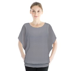 Gray-polkadots Batwing Chiffon Blouse