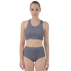 Gray-polkadots Racer Back Bikini Set