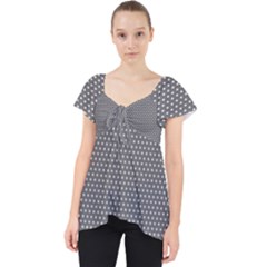 Gray-polkadots Lace Front Dolly Top