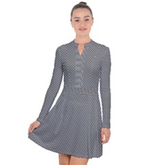 Gray-polkadots Long Sleeve Panel Dress