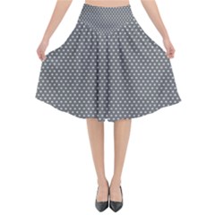 Gray-polkadots Flared Midi Skirt