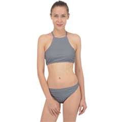 Gray-polkadots Racer Front Bikini Set