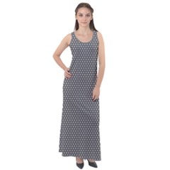 Gray-polkadots Sleeveless Velour Maxi Dress