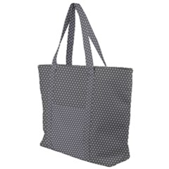 Gray-polkadots Zip Up Canvas Bag