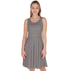 Gray-polkadots Knee Length Skater Dress With Pockets