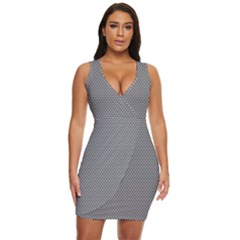 Gray-polkadots Draped Bodycon Dress