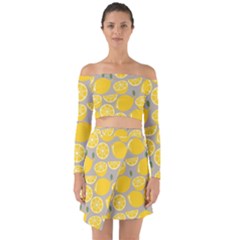 Lemon Pattern Off Shoulder Top With Skirt Set by artworkshop