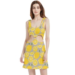 Lemon Pattern Velvet Cutout Dress by artworkshop