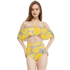 Lemon Pattern Halter Flowy Bikini Set  by artworkshop